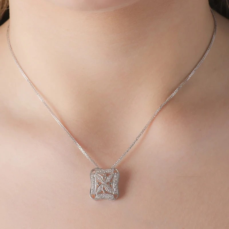 Collier carré or blanc 18 carats – Azuline