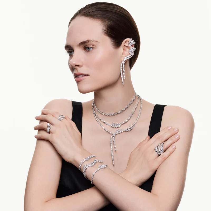 Collier Swarovski - Mesmera - Tailles variées - En Y - Blanc & Argenté