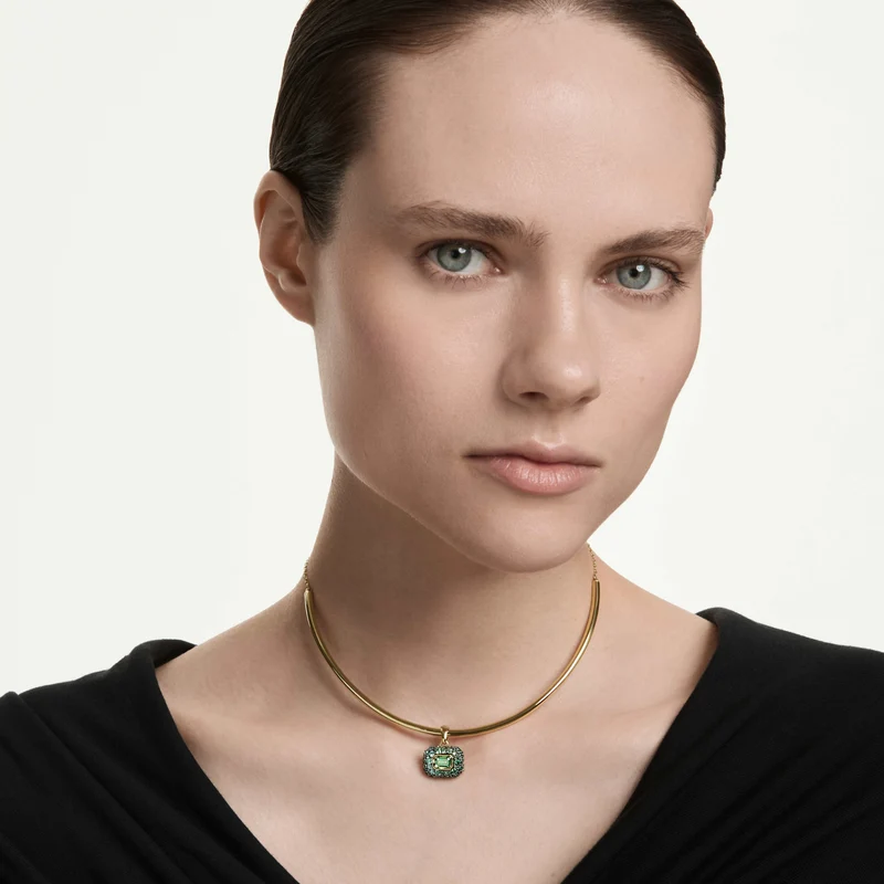 Collier Swarovski - Sublima - Taille octogonale - Vert & Doré