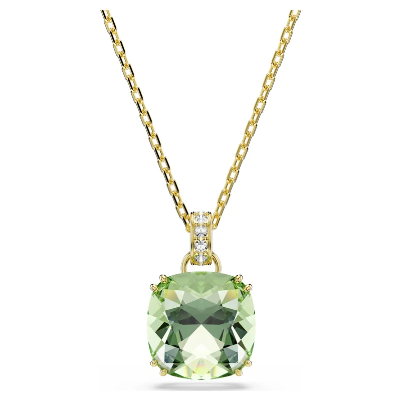Pendentif Swarovski - Millenia - Taille coussin - Longueur ajustable - Vert & Doré