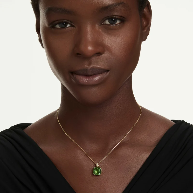 Pendentif Swarovski - Millenia - Taille coussin - Longueur ajustable - Vert & Doré
