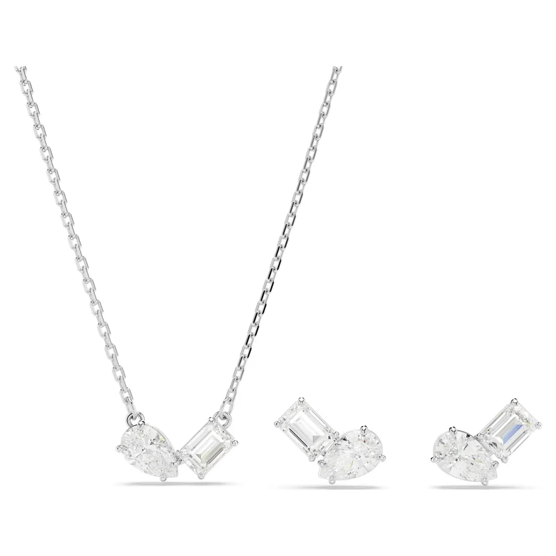 Parure Swarovski - Mesmera - Tailles variées - Pendentif et boucles - Blanc & Argenté