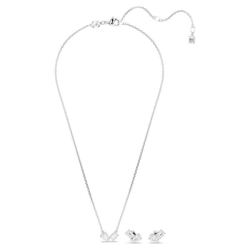 Parure Swarovski - Mesmera - Tailles variées - Pendentif et boucles - Blanc & Argenté