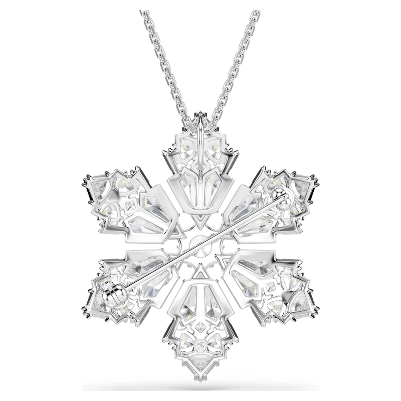 Pendentif et broche Swarovski - Idyllia - Flocon de neige - Tailles variées - Blanc & Argenté