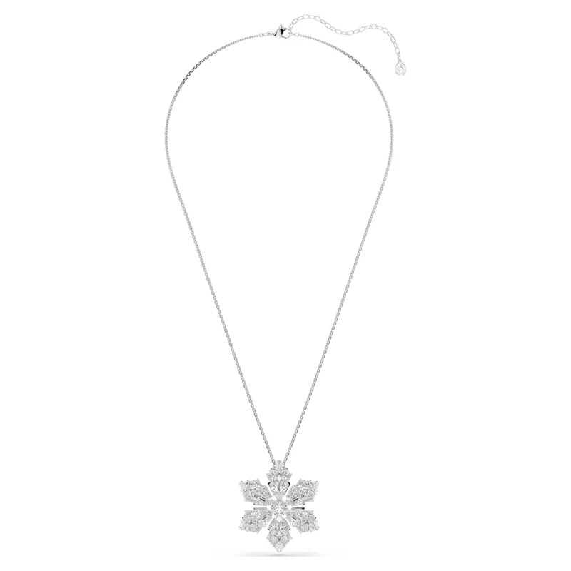 Pendentif et broche Swarovski - Idyllia - Flocon de neige - Tailles variées - Blanc & Argenté