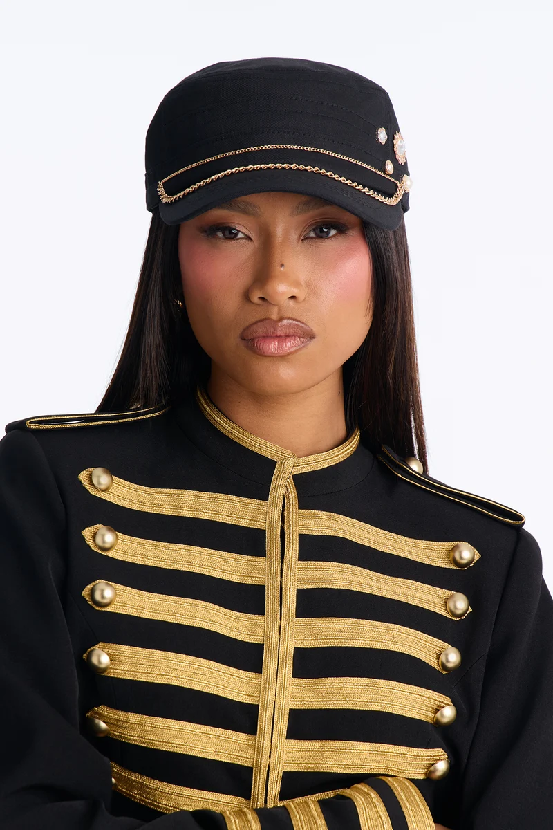 Street Smart Embellished Cadet Hat - Black