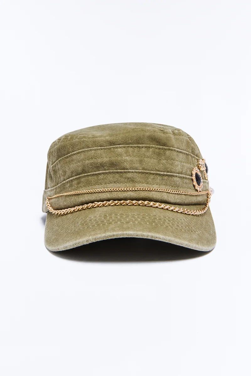 Westside Story Embellished Cadet Hat - Olive