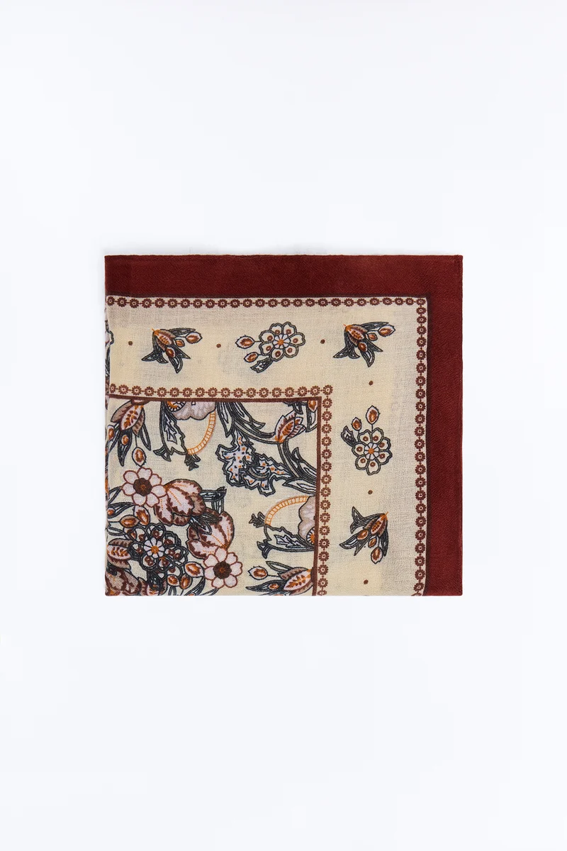 In Full Color Head Scarf - Burgundy