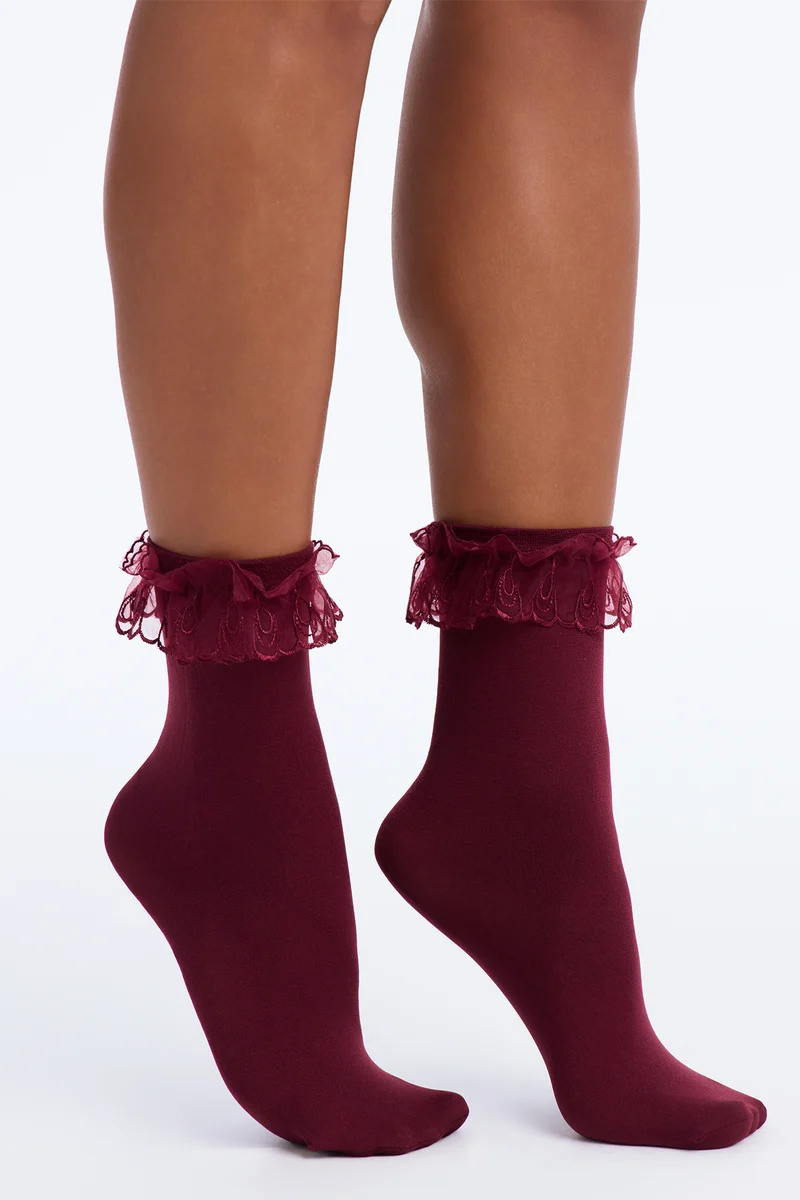 Oh So Chic Socks - Burgundy