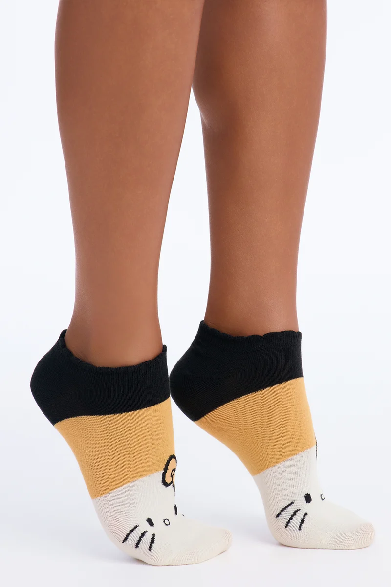 Spooky Hello Kitty 5 Pack No Show Socks - Orange/combo