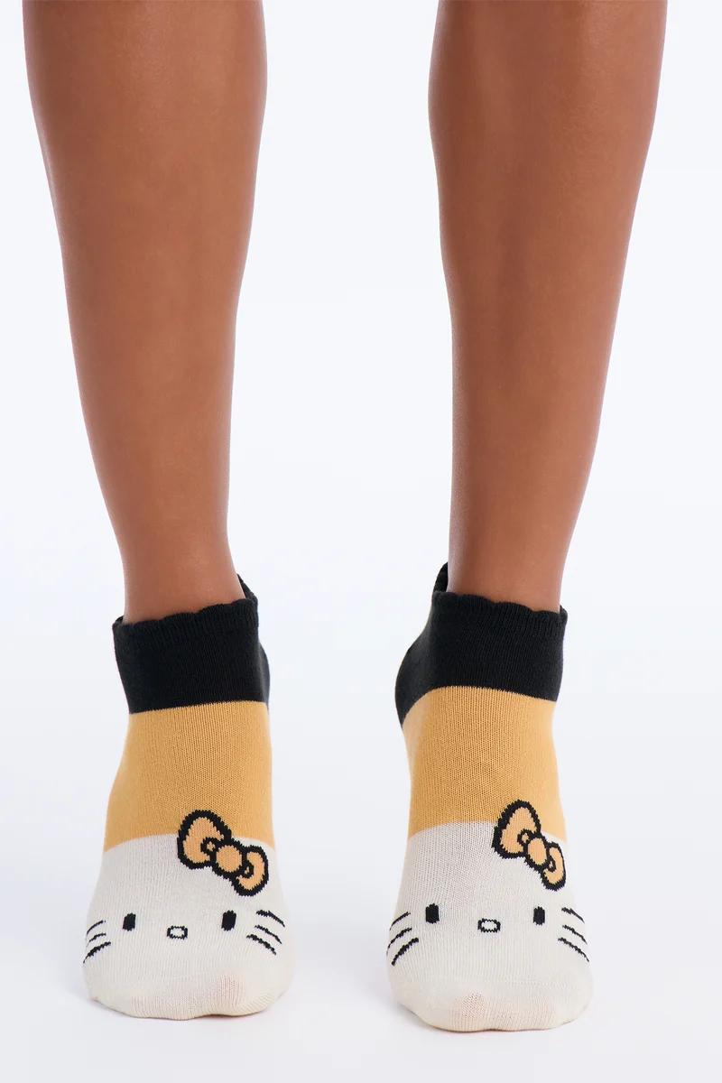 Spooky Hello Kitty 5 Pack No Show Socks - Orange/combo