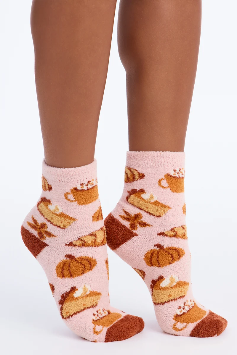 Pumpkin Spice Season 3 Pack Cozy Socks - Pink/combo