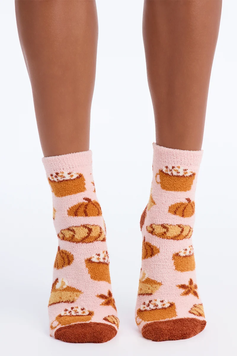 Pumpkin Spice Season 3 Pack Cozy Socks - Pink/combo