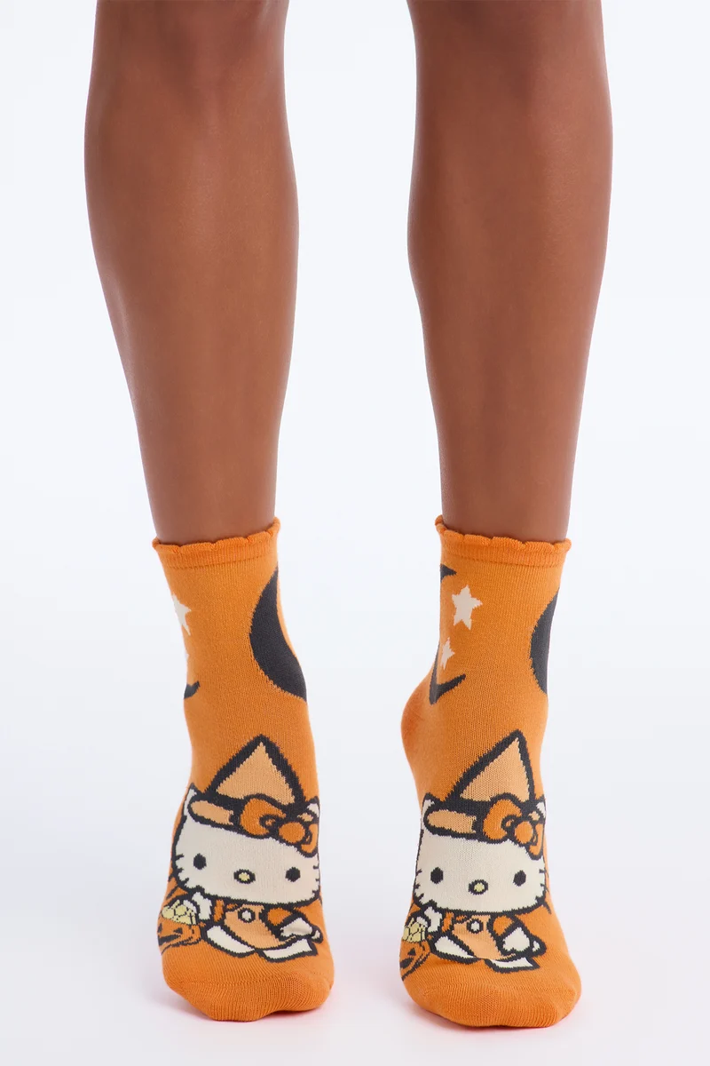 Halloween Hello Kitty 5 Pack Crew Socks - Orange/combo