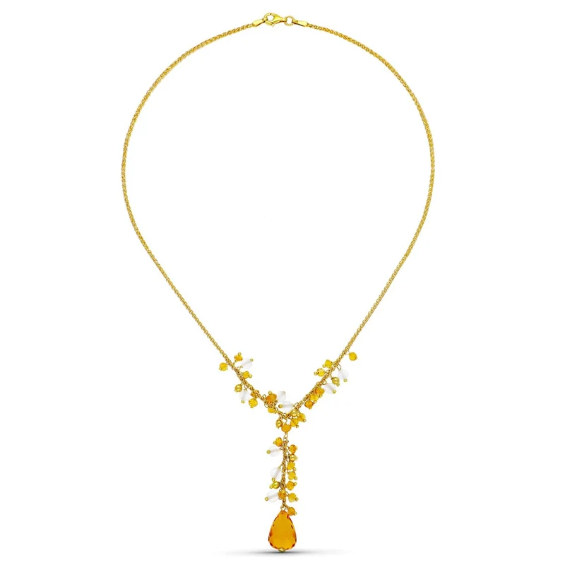 Collier motif branches et goutte orange – Or jaune 18 carats | Azuline