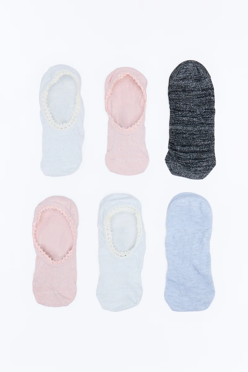 Barely There No Show 6 Pack Socks - Pink/combo