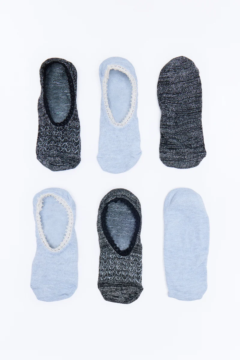 Barely There No Show 6 Pack Socks - Black/combo