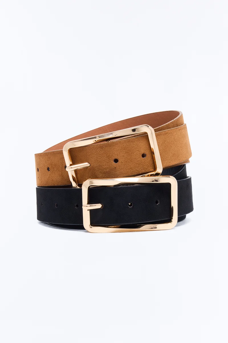 She's A Pro Faux Leather 2 Piece Belt Set - Black/combo