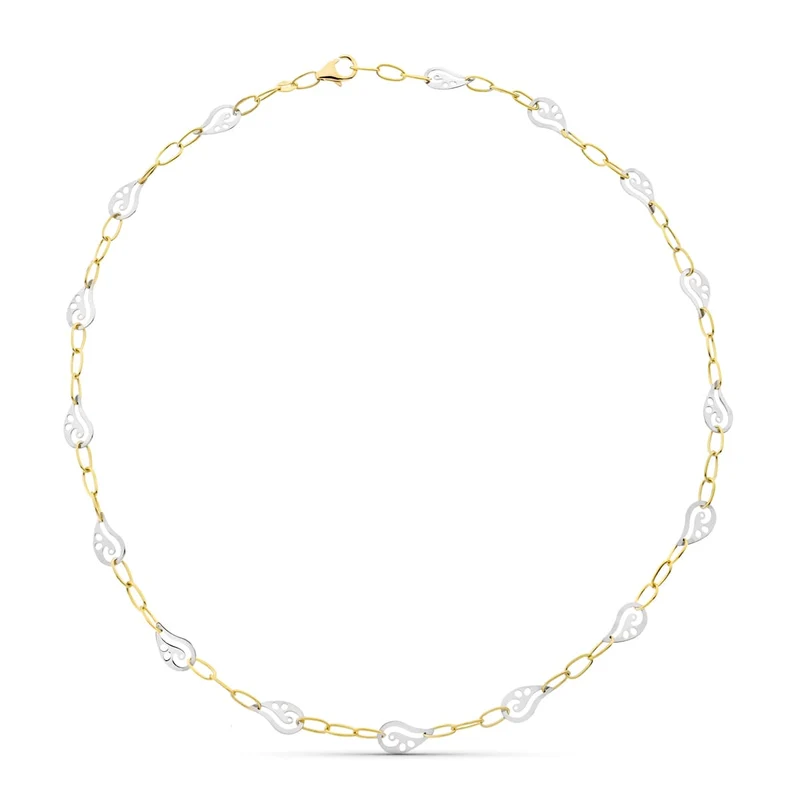Collier bicolore chaînette fine gouttes – Or 18 carats | Azuline