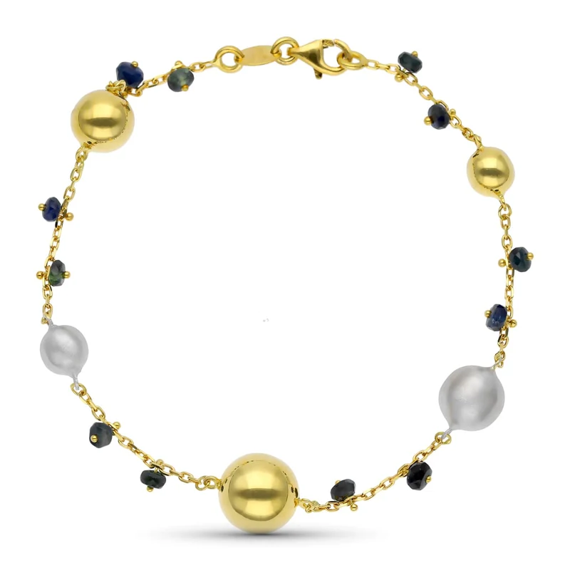 Bracelet boules et pierres bicolore – Or 18 carats | Azuline