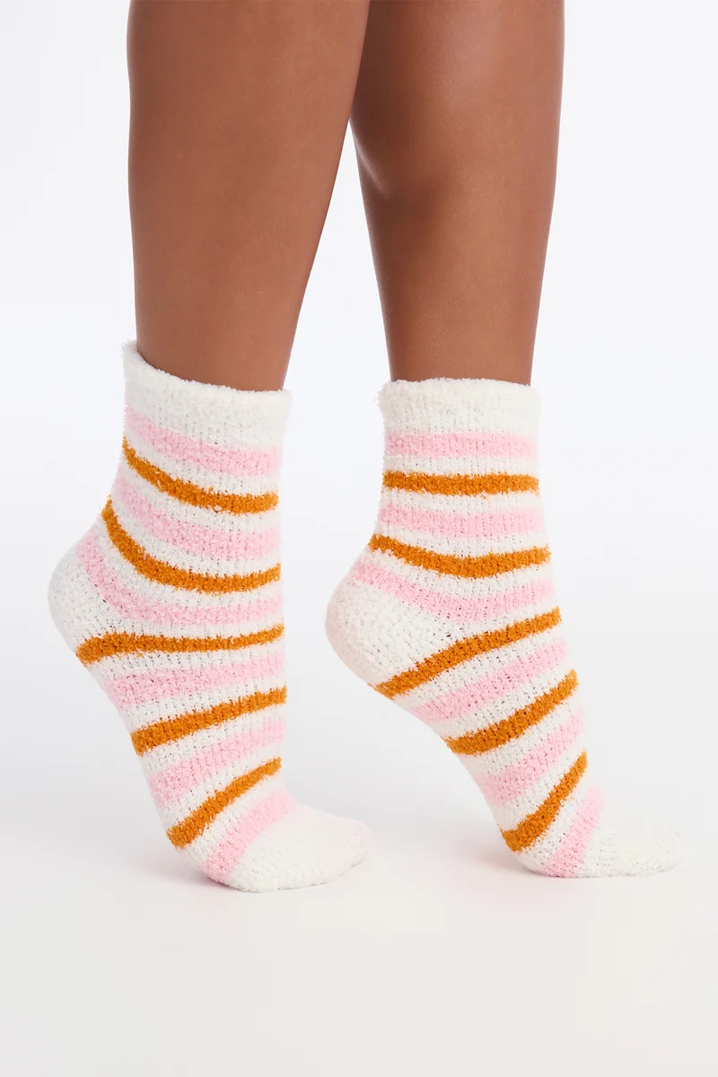 Bows And Stripes 3 Pack Cozy Socks - Pink/combo
