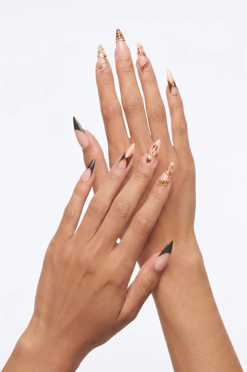 Untamed Beauty Press On Nail Set - Brown/combo