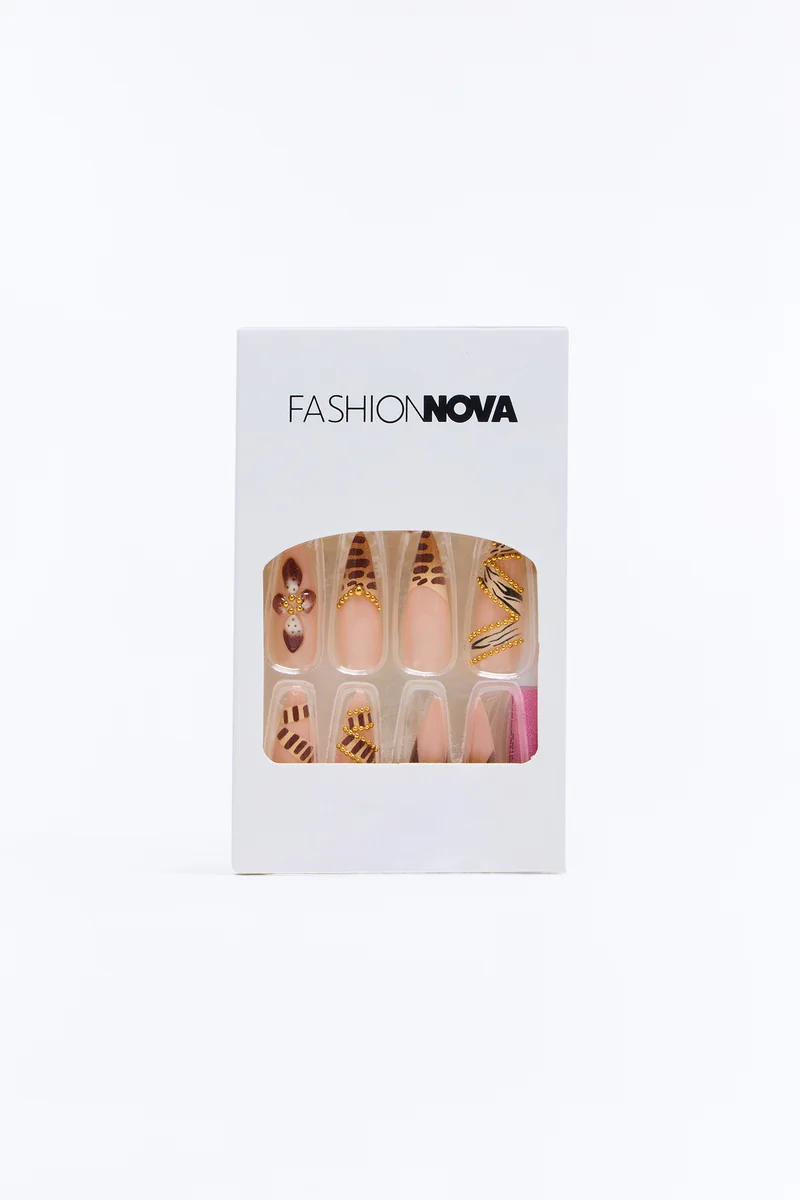 Untamed Beauty Press On Nail Set - Brown/combo