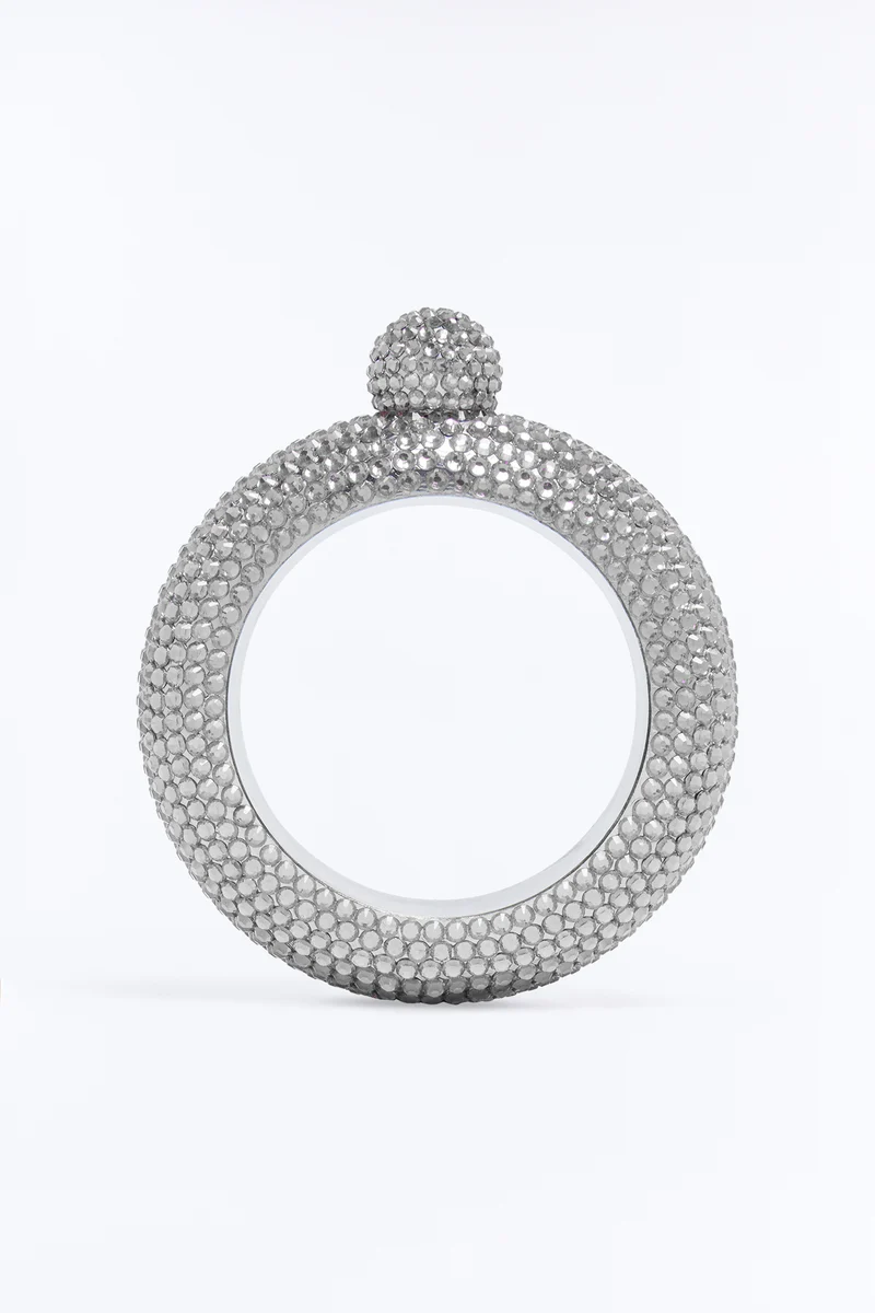 Night Out Secret Rhinestone Flask - Silver
