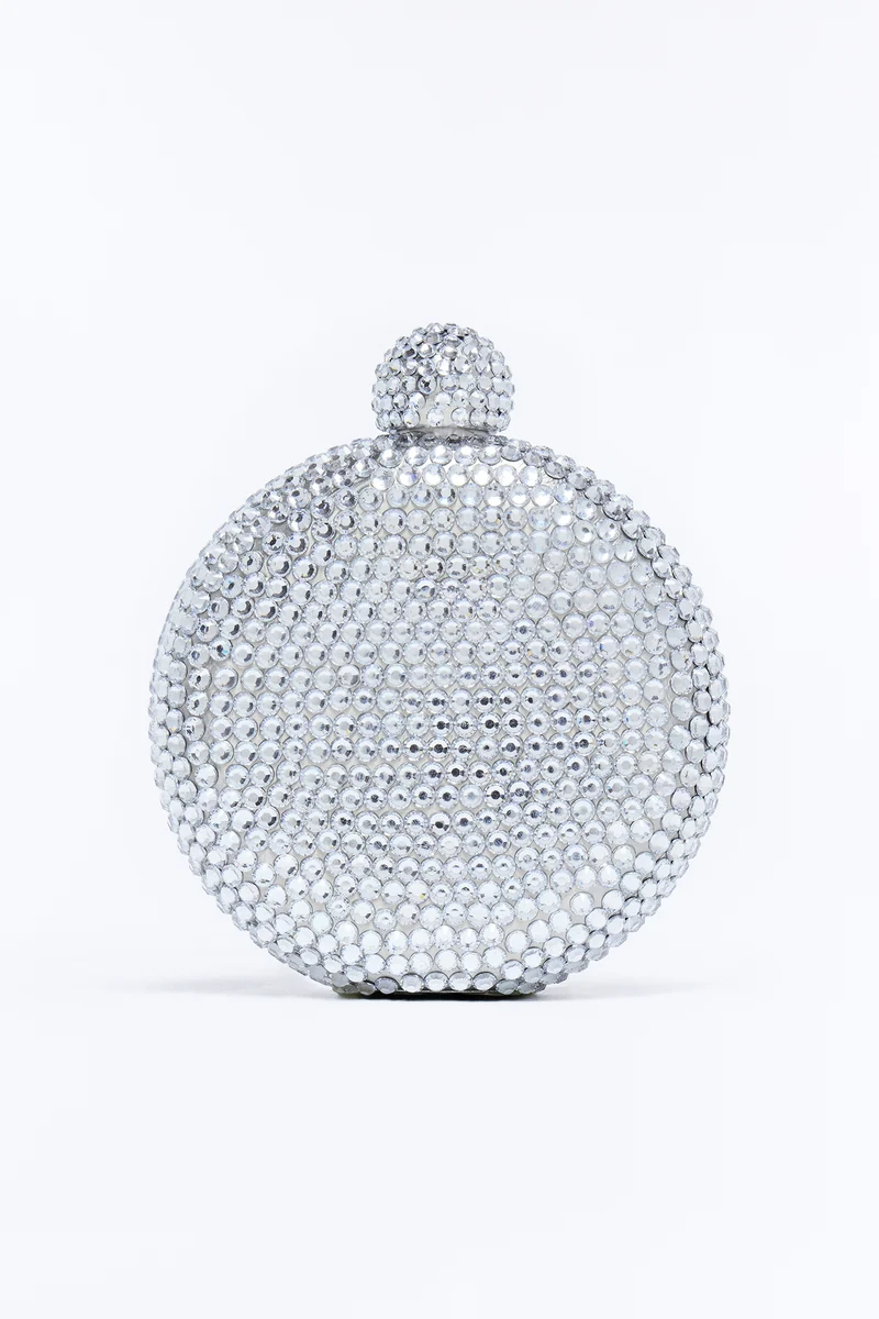 Precious Liquid Rhinestone Flask - Silver