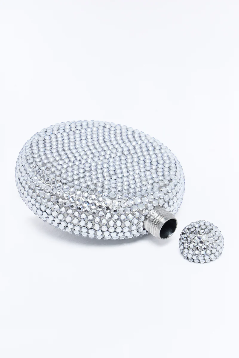 Precious Liquid Rhinestone Flask - Silver