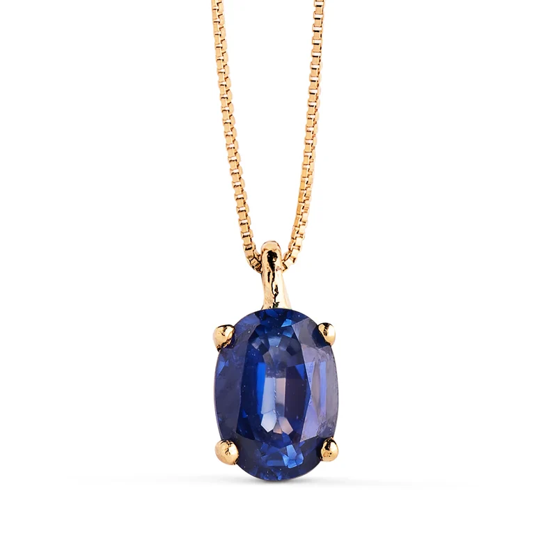 Pendentif avec saphir ovale – Or jaune 18 carats | Azuline