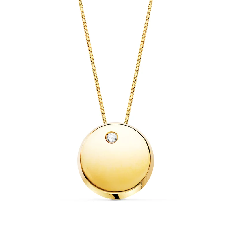 Pendentif ronde oxyde de zirconium – Or jaune 18 carats | Azuline