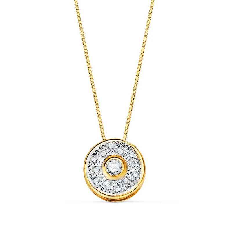 Pendentif rond zircon bicolore – Or 18 carats | Azuline