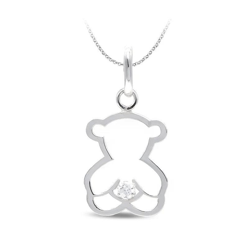 Pendentif ours oxyde de zirconium – Or blanc 18 carats | Azuline