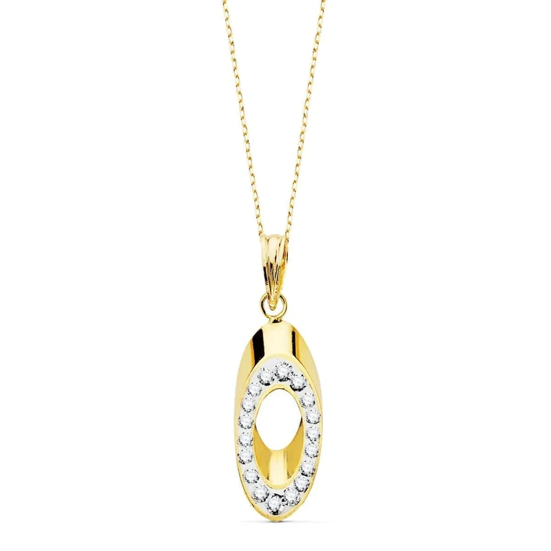 Pendentif ovale bicolore zircons – Or 18 carats | Azuline