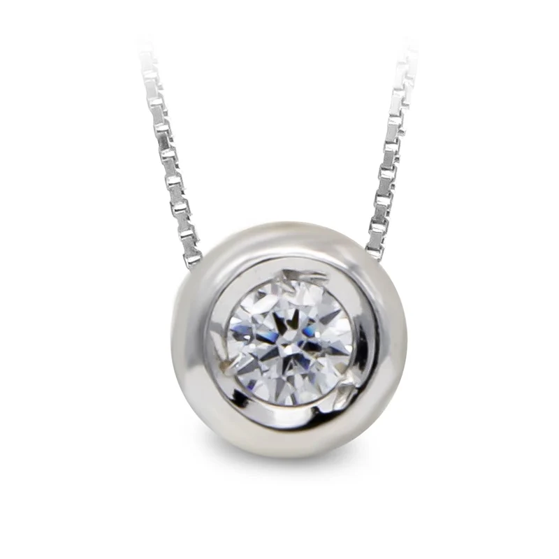 Pendentif or blanc 18 carats avec oxyde de zirconium – Azuline