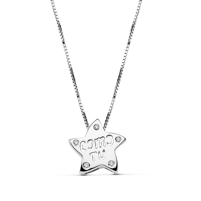 Pendentif étoile comme Tu – Or blanc 18 carats | Azuline