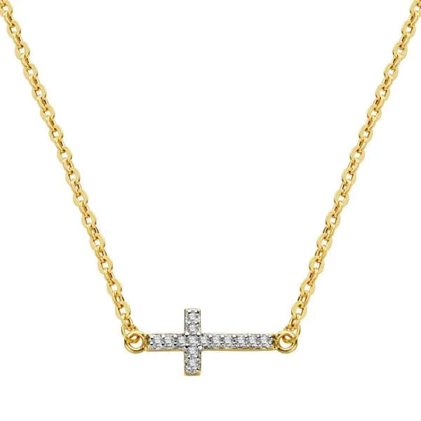 Pendentif Croix bicolore avec chaîne – Or 18 carats | Azuline
