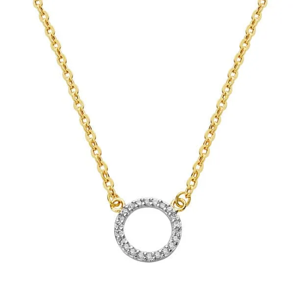 Pendentif Cercle en Or Bicolore 18K avec Chaîne 45 Cm – Or 18 carats | Azuline