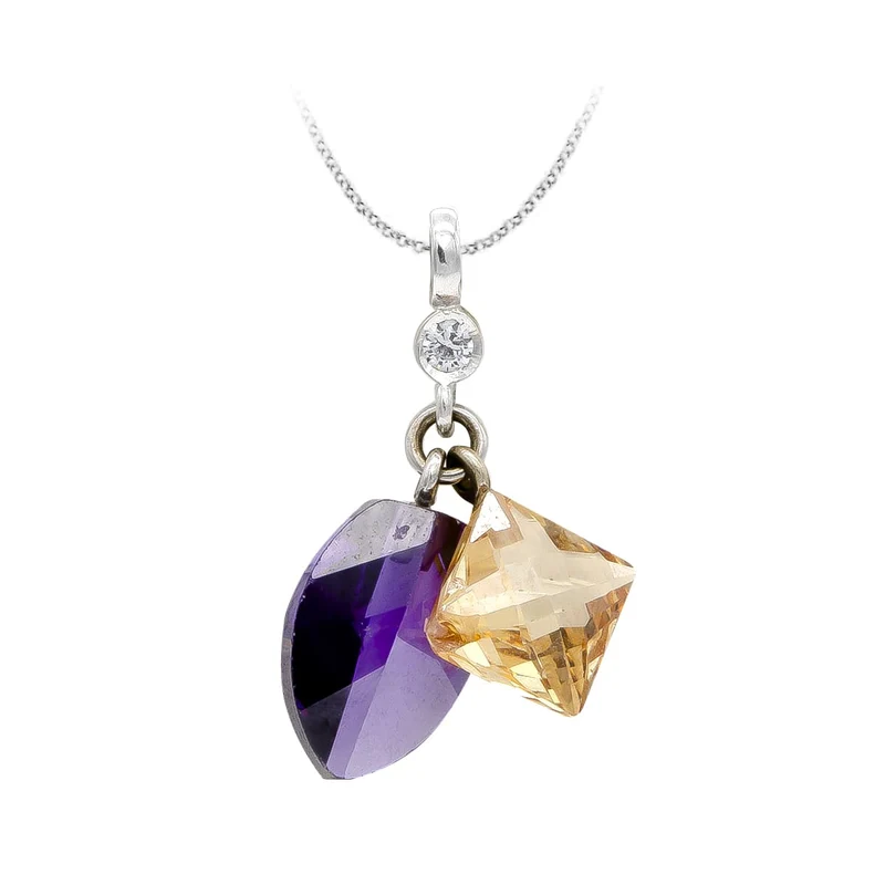 Pendentif améthyste et topaze – Or blanc 18 carats | Azuline