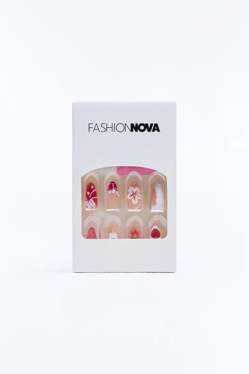 Floral Fantasy Press On Nail Set - Pink/combo