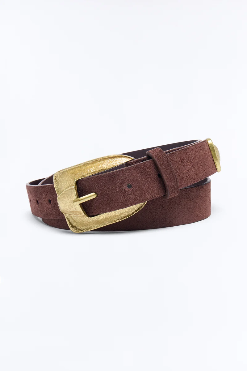 Easy Love Faux Suede Belt - Brown/combo