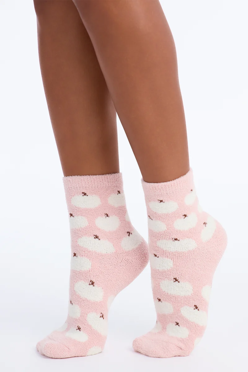 Pumpkin Latte 3 Pack Cozy Socks - Ivory/combo