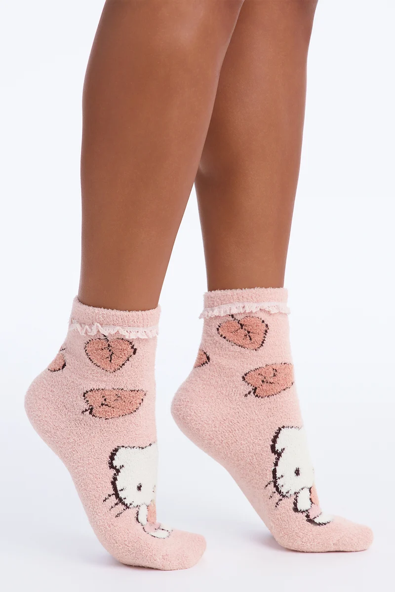 Fall Hello Kitty 2 Pack Cozy Socks - Pink/combo
