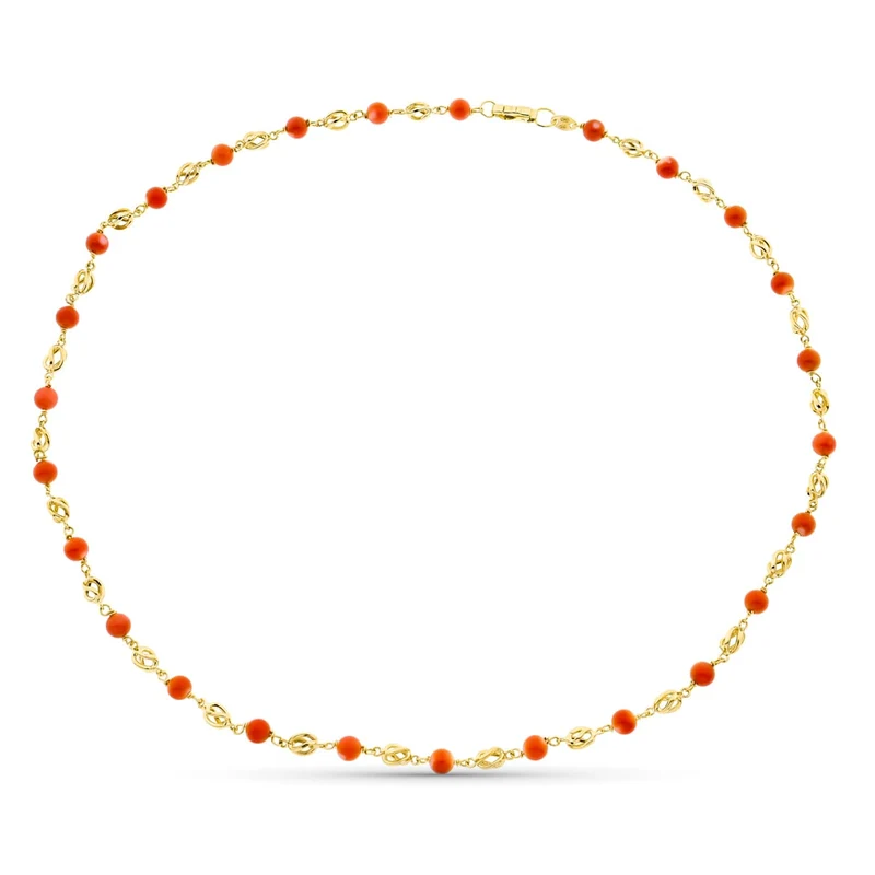 Collier cage de corail perles rondes – Or jaune 18 carats | Azuline