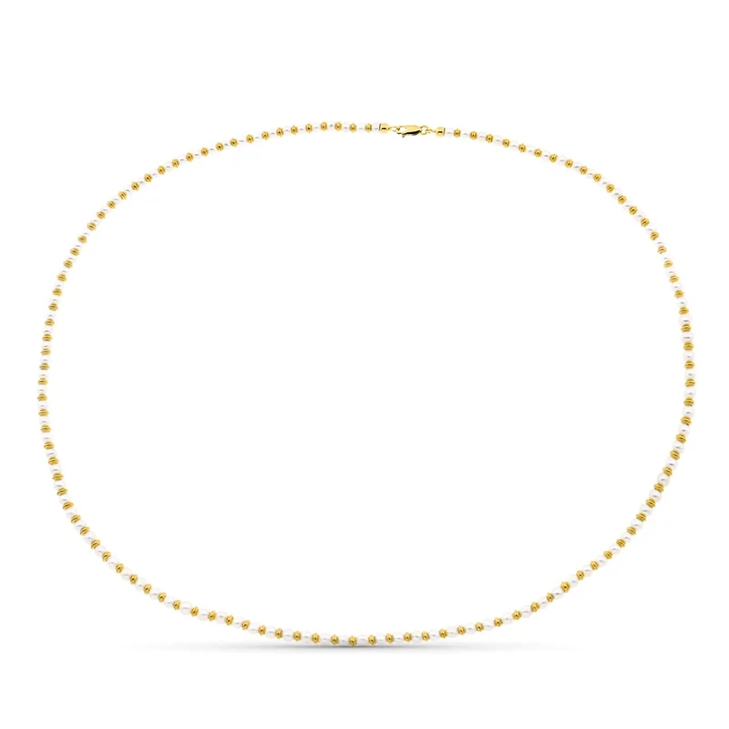 Collier perles et anneaux – Or jaune 18 carats | Azuline