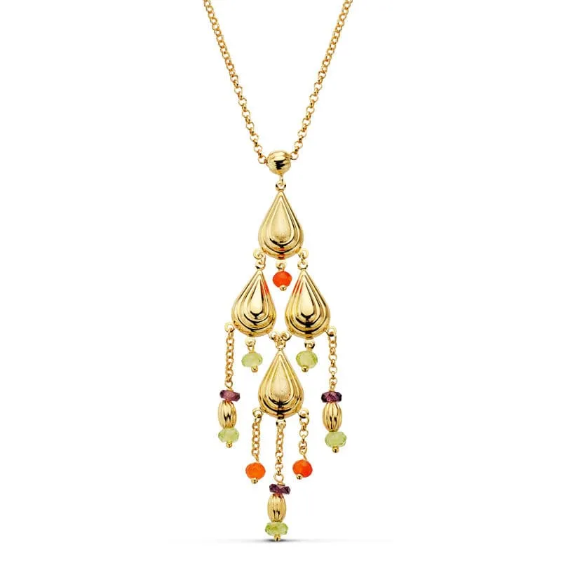 Collier à pendentifs perles couleurs – Or jaune 18 carats | Azuline