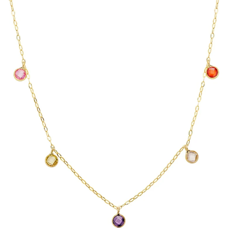 Collier or jaune 18 carats pierres colorées 5 mm – Or massif | Azuline