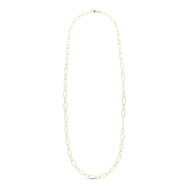 Collier or jaune 18 carats maillon diamanté 80 cm | Azuline