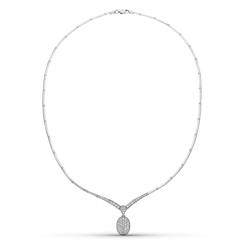 Collier or blanc 18 carats avec motif ovale – Azuline